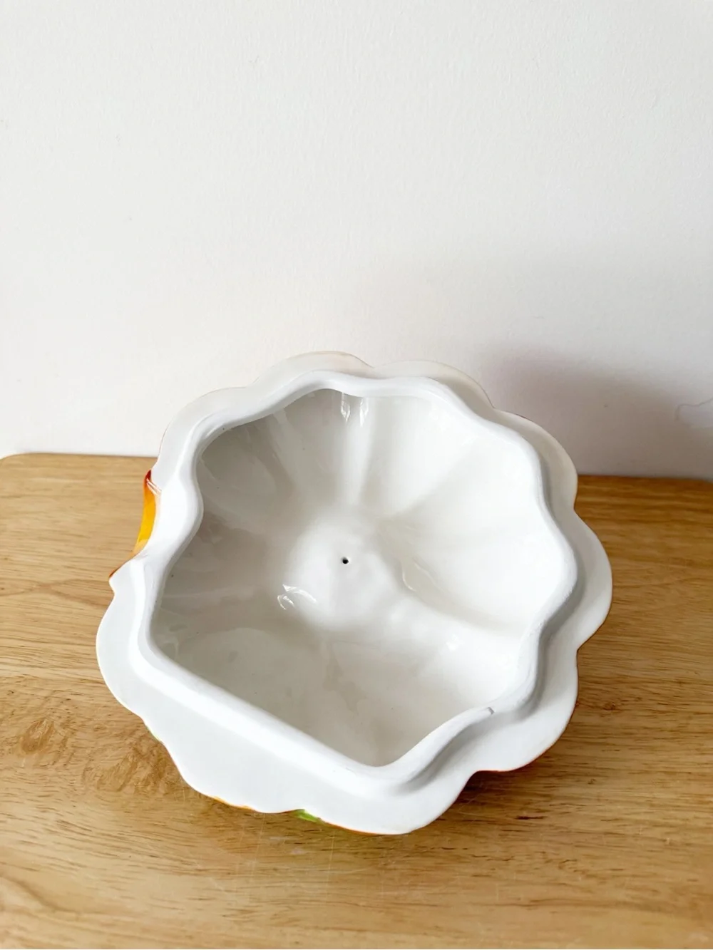 Pier 1 Hand Painted Dolomite Ceramic Pumpkin Soup Tureen Covered Casserole Dish